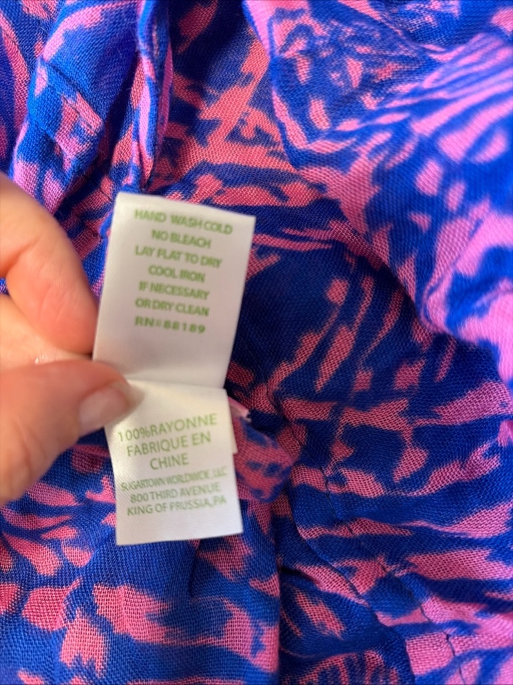 Lilly Pulitzer Pink Blue Infinity Scarf with Abstract Floral Print Zebra Animal - Picture 7 of 7